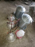 Chicken feeders and waterer, heat lamps