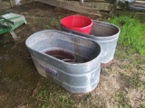 Pair of galvanized water troughs