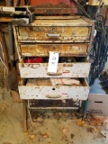 6 drawer metal cabinet with bolt stock, welding accessories and gloves