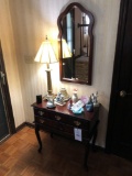 Queen Anne Style Two-Drawer Entry Stand with Mirror