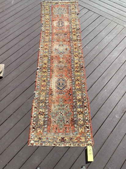 Worn Persian handmade rug, 9.11 x 2.7