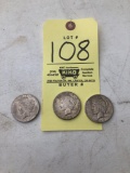3 Peace silver dollars, all 1923