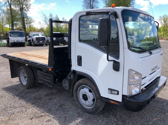 2014 Isuzu cab over diesel flatbed truck with 42,886 miles