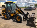 2016 JCB 407 T4 articulating loader, material bucket and forks included. Quick release needs work