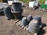 Assorted fiberglass planter pots