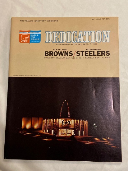 1963 HOF Dedication game program, Browns vs. Steelers.