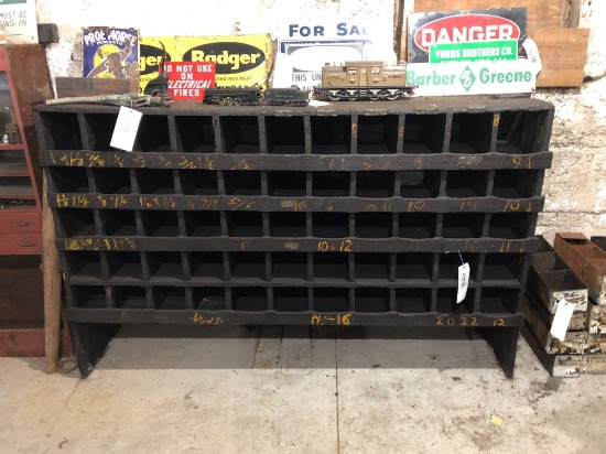 Early industrial cubby hole cabinet