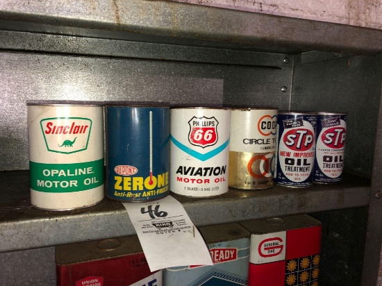 (6) early advertising oil cans