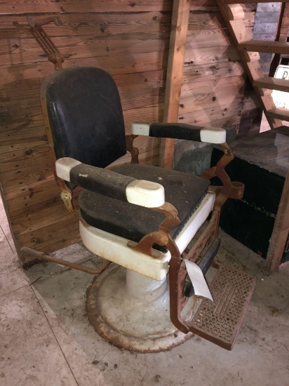 E. Berninghaus antique barber chair