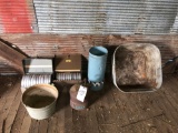 Reels, Isaly's dairy can, galvanized bucket & tub