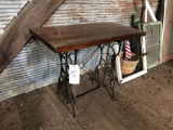 Treadle base lamp table