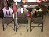 (3) antique wood folding chairs