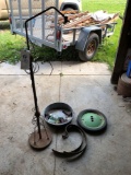 Retro floor lamp, 16 inch David Bradley wheel, iron, etc.