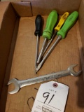 Assorted Snap-On drivers and a wrench