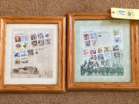 (2) Frames w/ US postage stamps.