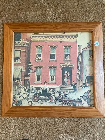 Norman Rockwell print, 22" square frame.