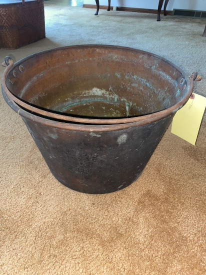 Old copper kettle, 17" diameter.