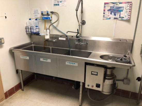 83in Stainless Steel Triple Sink with Disposal