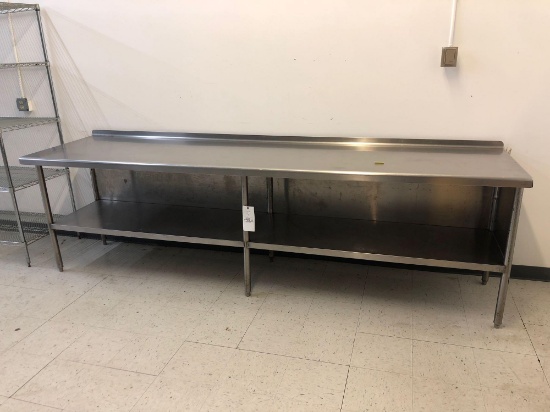 130in x 30in Stainless Steel Table with Small Backsplash