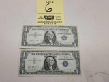 (2) 1957 Series One Dollar Silver Certificates