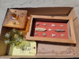 Arrowheads, Glass Dishes, Necklace