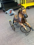 Vintage horse wooden tricycle ride on pedal toy