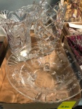 Two crystal vases and one bowl