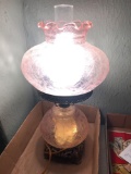 Crackle pink glass gone with the wind lamp