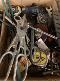 Tape measure, snips, tools, miscellaneous