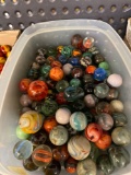 Medium and large sized multicolored marbles