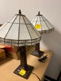 2 leaded glass lamps