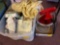 Tote of Kitchen Items and Cake Stands