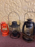 3 lanterns, 2 are electric