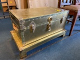 Vintage Metal Trunk with Stand
