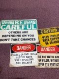 Danger, caution signs, all plastic