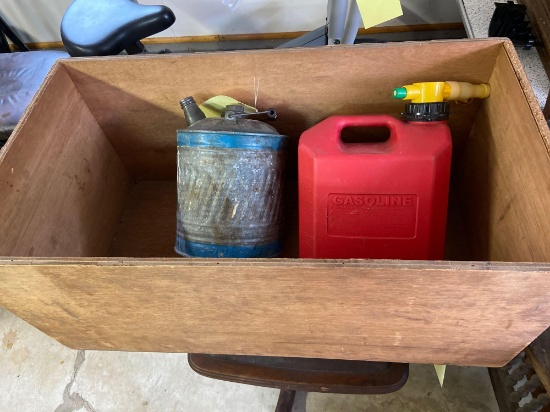 Wood Box and Gas Cans