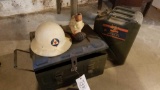 Jeep can, metal ammo can, helmet, soldier bank, dummy grenade