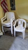 6 Plastic outdoor stack chairs