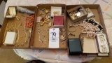 3 boxes of costume jewelry & Military Buttons