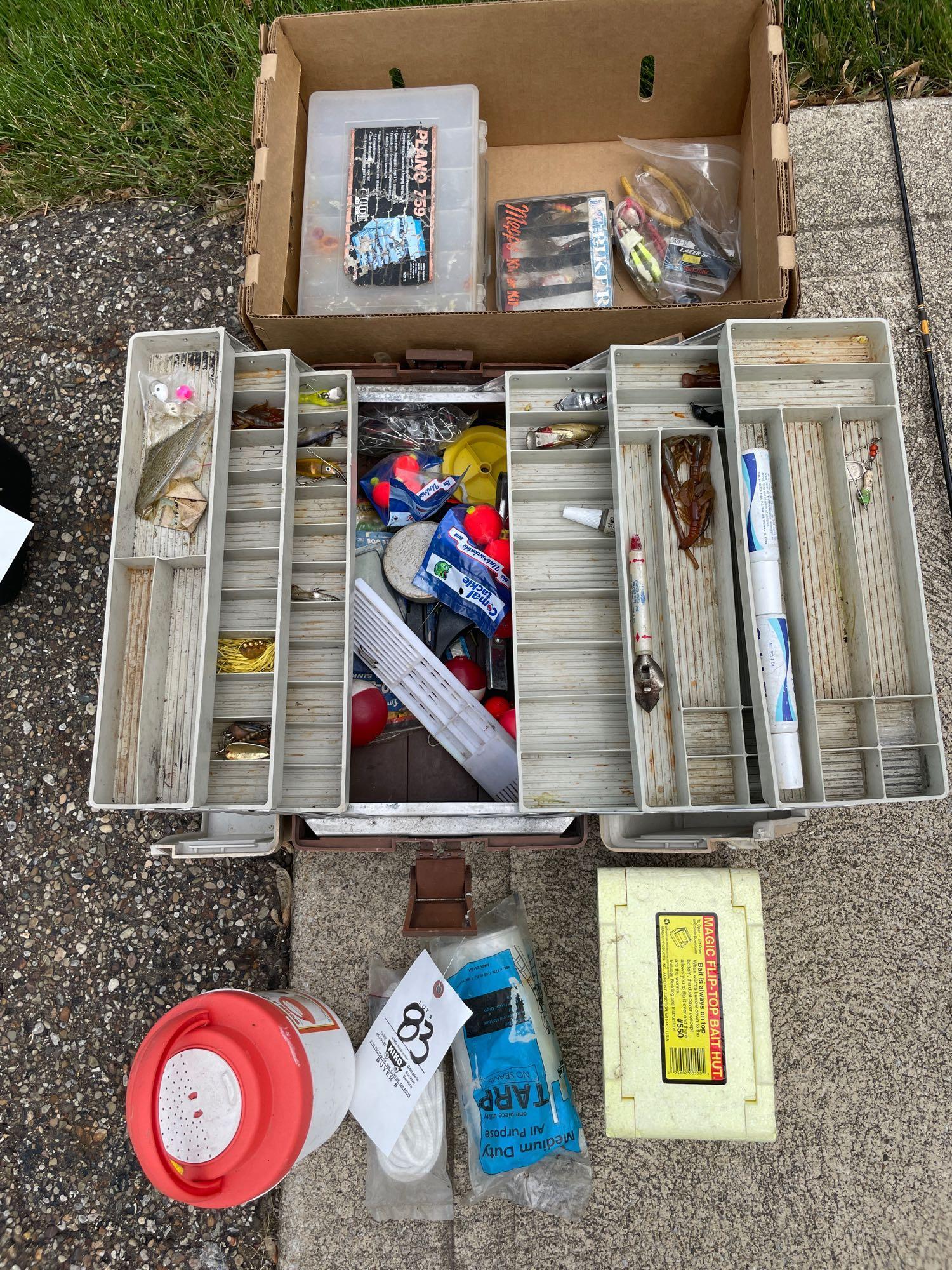 Tackle box, contents, fishing gear