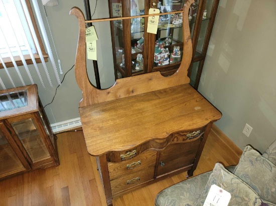 Oak Wash Stand with Towel Rack