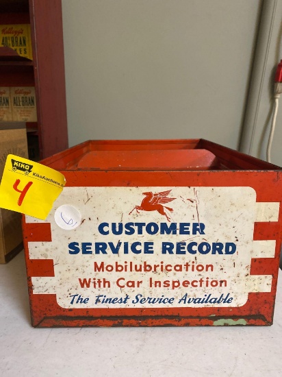 Mobilubrication customer service record metal box, vintage