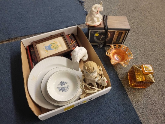 Enoch Wedgewood china, carnival bowl, figurines, radio