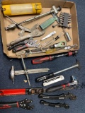 Flat of miscellaneous tools, wrenches, screwdrivers, sockets