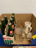 7up bottles, Browns mugs, old newspapers about Browns