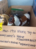 1960-1970 Marx Toy Co. Johnny West?s horse thunderbolt, Geronimos horse Stormcloud, the Lone Ranger