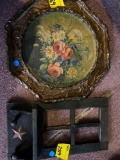 Early painting, small wood window frame