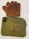 Vintage Yale baseball glove and First National Bank of Canton bag