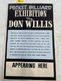 Don Willis pocket billiard exhibition double sided poster