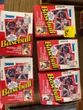 5 boxes unopened baseball cards, Donruss 1990